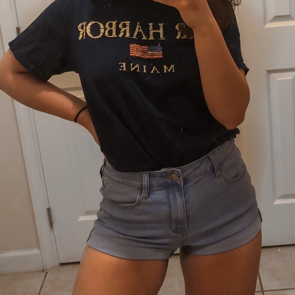 Light wash denim shorts